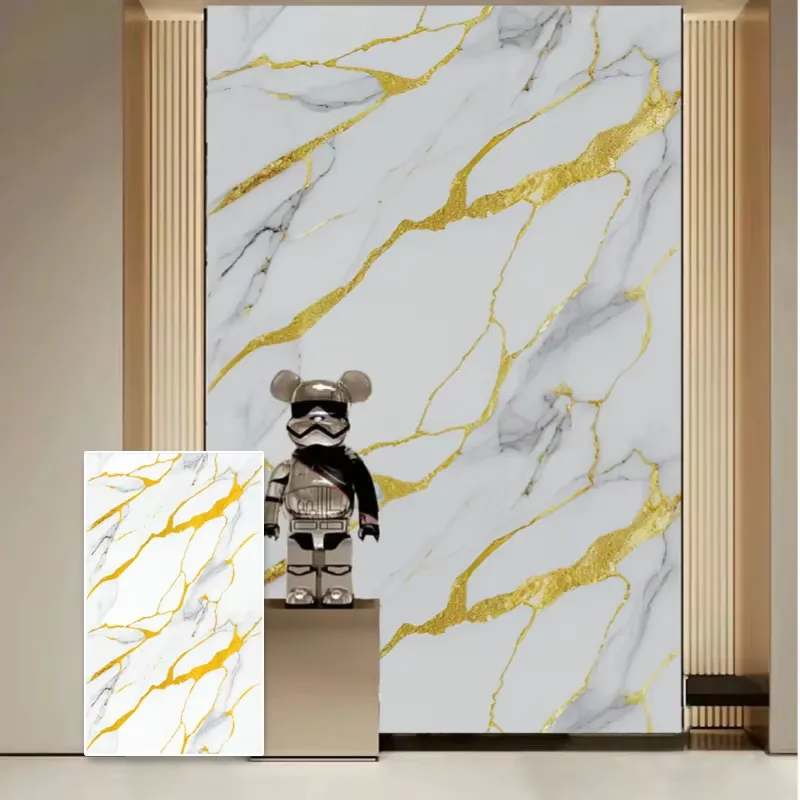 Home Decor Wpc Panel - 防水耐火PVC欧州家庭用インテリアマーブル調壁パネル光沢シャワーWPCホームデコレーションカスタマーストーン7.10