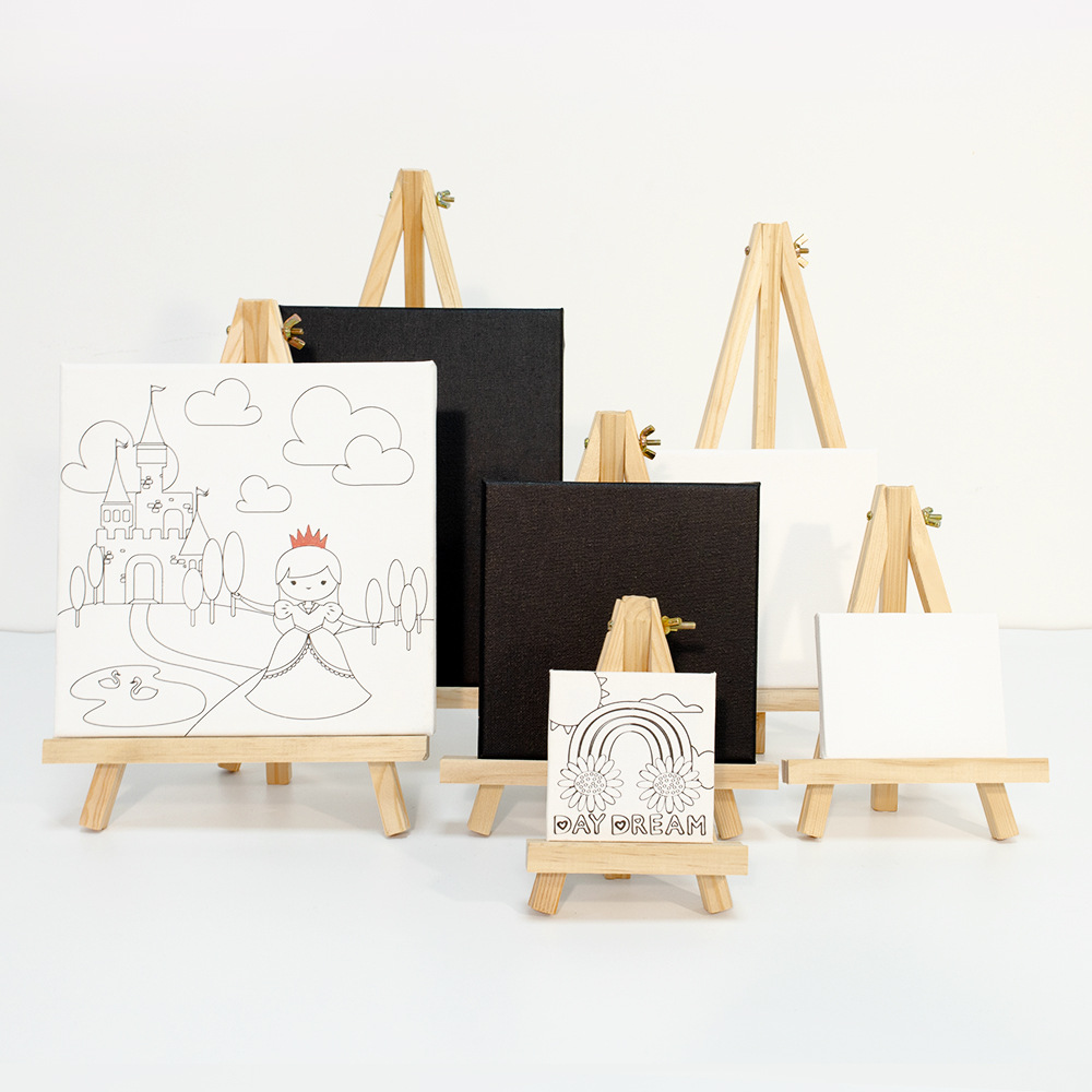 Canvas Painting - ミニイーゼルアーティストミニシェルフキャンバスセットデスクトップ絵画キッズクラフトDIY描画小さなテーブル三脚イーゼルディスプレイホルダー木製