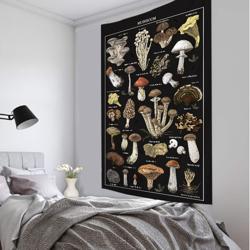 Home Decor Examples - 黒のキノコの例のイメージタペストリー壁に掛ける自由奔放に生きる道edelicミステリーウィッチクラフト寮の家の装飾