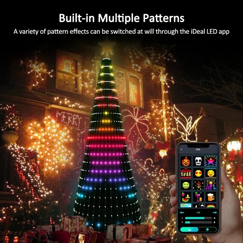 Home Decor App Free - クリスマススターツリーライトRGB LED、Bluetoothアプリ制御のフェアリーライト、リモコンタイマー付き、クリスマスホームデコレーション用