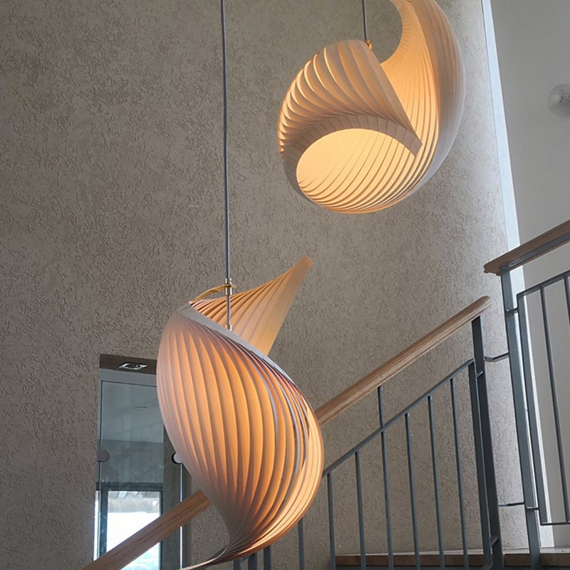 Hanging Moon Lamp - 日本のユニークな木製 LED ペンダントランプクリエイティブリビングルームレストランコーヒーショップアートシャンデリア家の装飾照明器具
