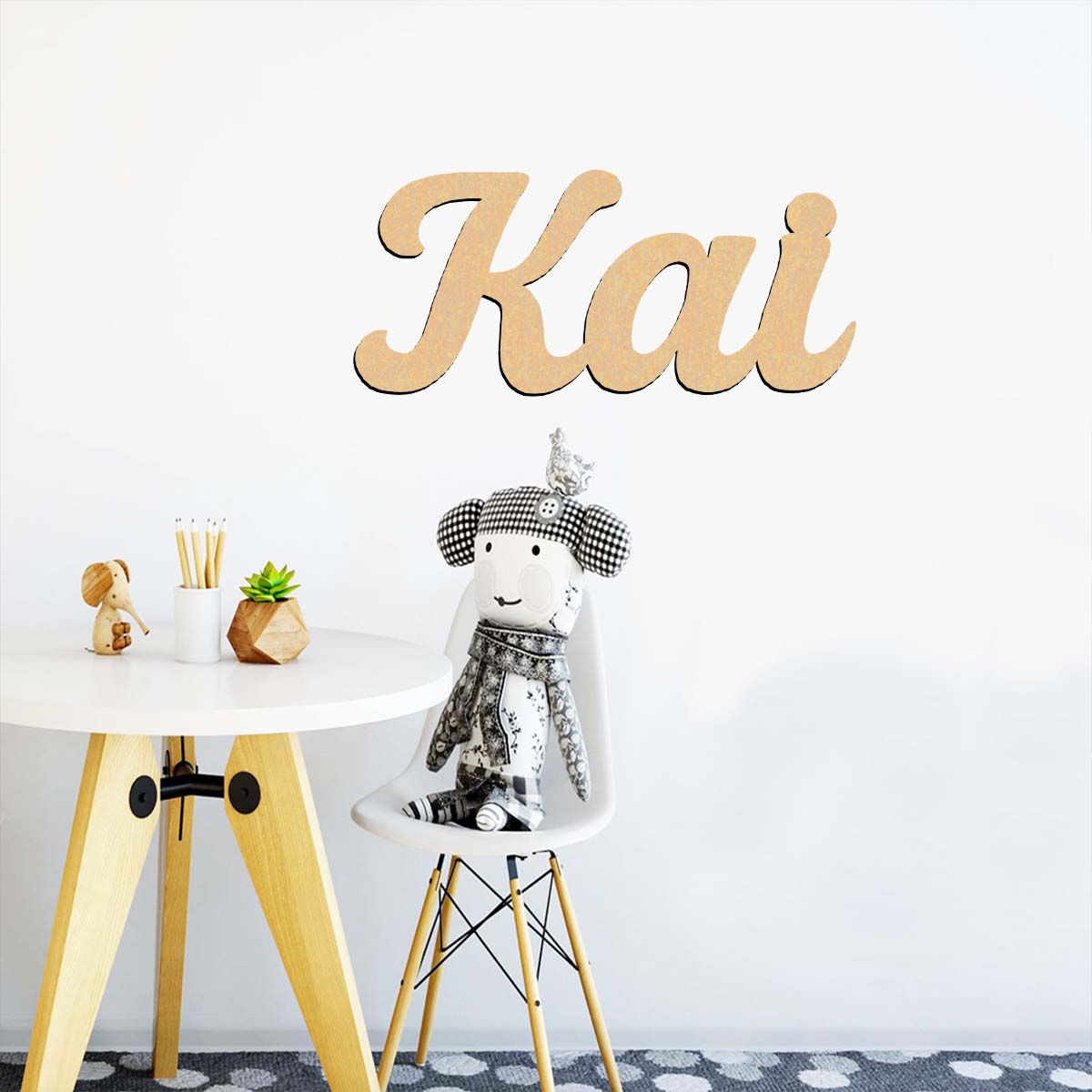 Home Decor Examples - 1個入り ホームデコレーション カイ例 カスタマイズ可能な文字 木製装飾 木材素材