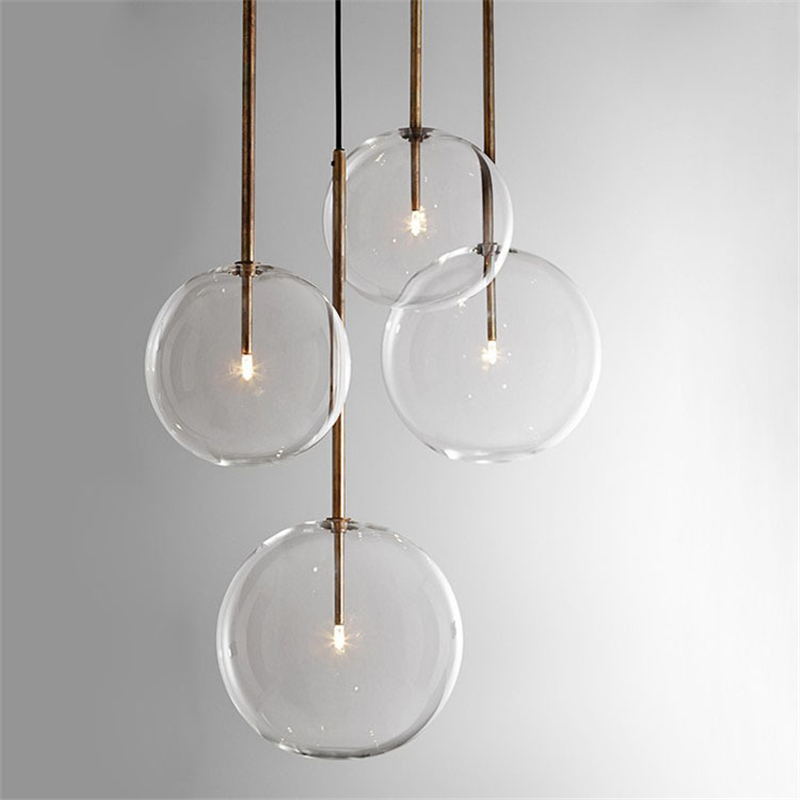 Hanging Moon Lamp - 地球儀の形をした透明なガラスの吊り下げ式ランプ,クロームカラー,北欧デザイン,装飾的な室内灯,ダイニングルームやキッチンに最適です。