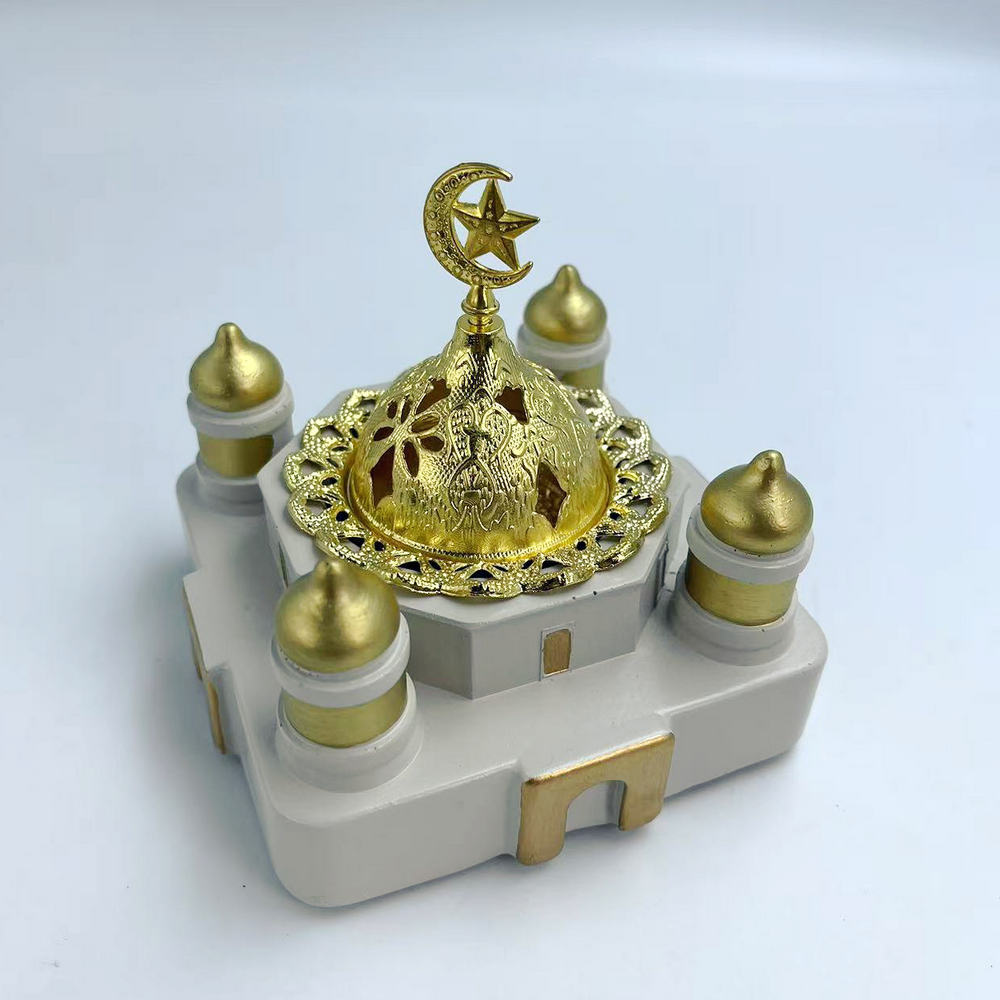 Home Decor Ramadan - 樹脂製イスラム寺院風お香立て - ラマダン、イスラム教の祝祭、家の装飾用のお香立て