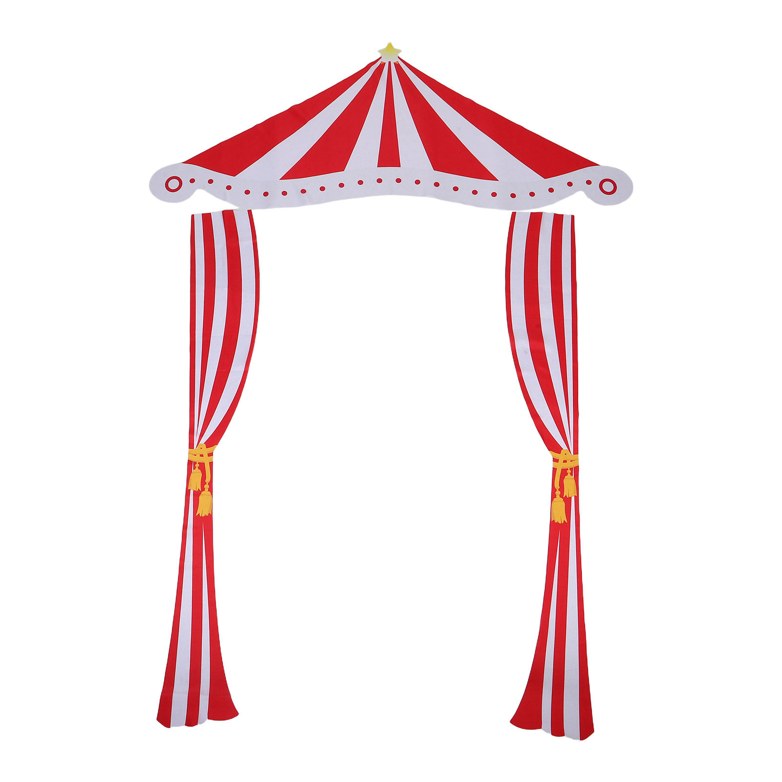 Home Decor Curtain - カーニバルテーマの背景幕 赤白ストライプのカーテン サーカスパーティー用カーテン 誕生日フォトブース装飾 サーカスをテーマにしたホームデコレーション