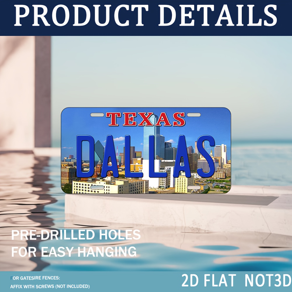 Home Decor Dallas - 2Dフラット、1枚入りヴィンテージテキサスダラスメタルウォールサイン - 大型テキサスをテーマとしたデザイン、ご自宅、ガレージ、オフィスの装飾に最適、穴あけ加工済み