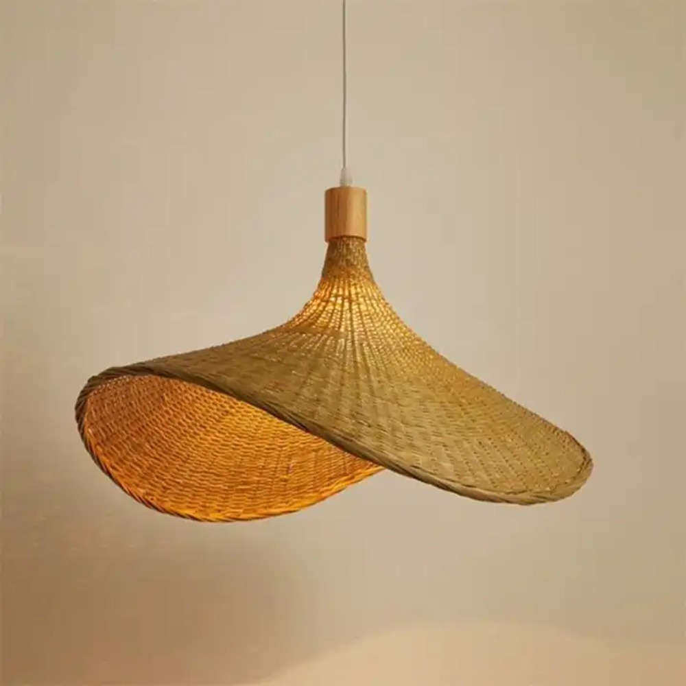 Hanging Moon Lamp - 竹籐製ハンギングライト、調光可能なバスケットボールランプシェード、麻ロープ、プラグイン天井ライト固定、ペンダントライト、コード