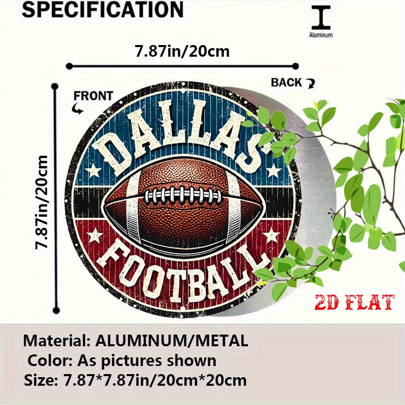 2Dフラット、1個入りダラスフットボールラウンドアルミニウム - Home Decor Dallas のレビューと価格