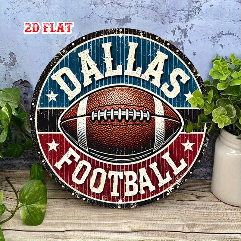 2Dフラット、1個入りダラスフットボールラウンドアルミニウム - Home Decor Dallas のレビューと価格