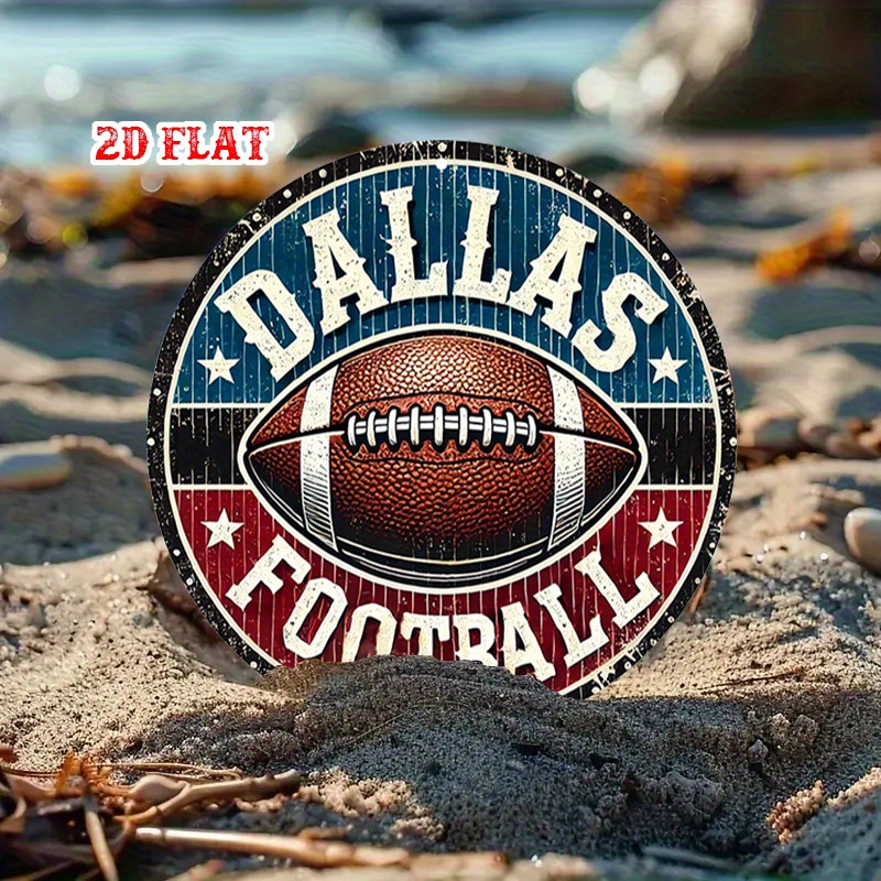 2Dフラット、1個入りダラスフットボールラウンドアルミニウム - Home Decor Dallas のレビューと価格