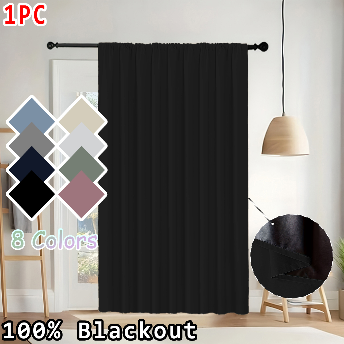 シンプルな無地の100％遮光カーテン1枚、ロッドポケットカー - Home Decor Curtain のレビューと価格