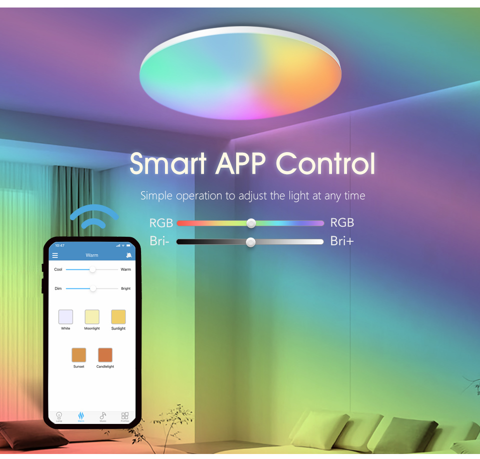 Marpou-カラフルなRGBシーリングランプ,リモコン,ス - Home Decor App Free のレビューと価格