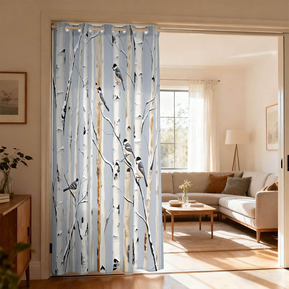 1pc 樺の森のツキノワグマ柄シングルループカーテンシングル - Home Decor Curtain のレビューと価格