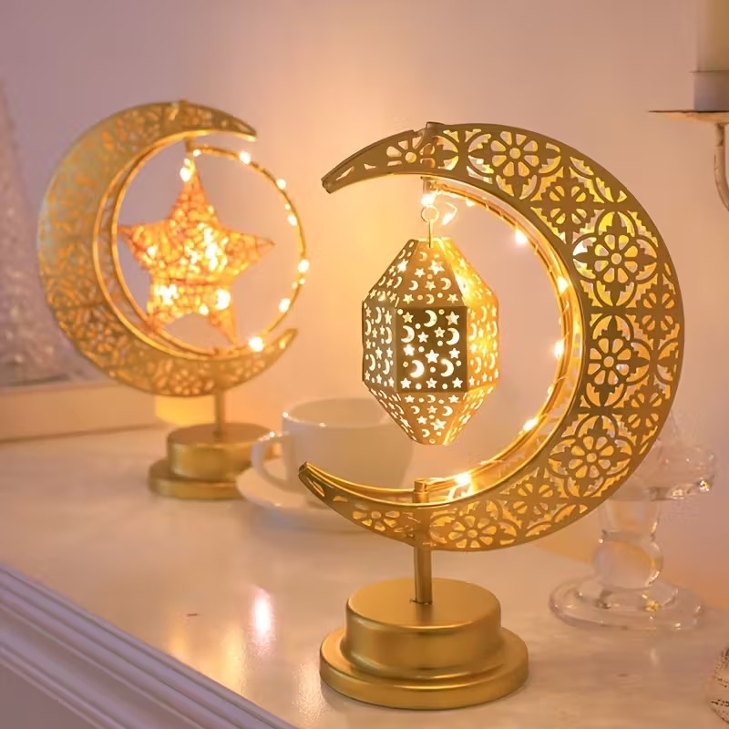 ラマダンLEDナイトライト回転式鉄製月と星 イード・ムバラク - Home Decor Ramadan のレビューと価格