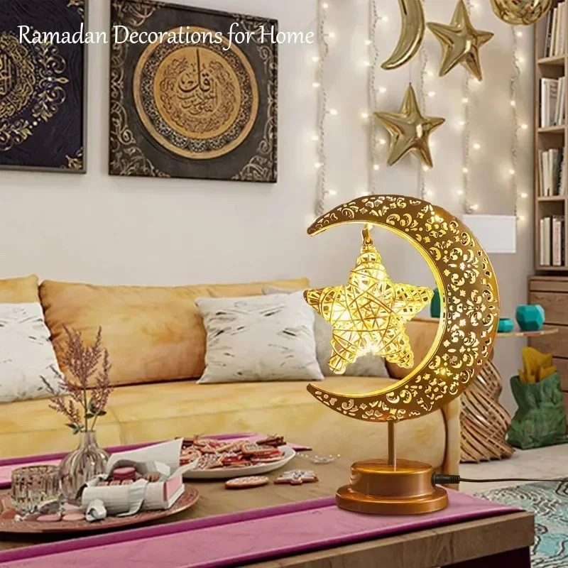 ラマダンLEDナイトライト回転式鉄製月と星 イード・ムバラク - Home Decor Ramadan のレビューと価格