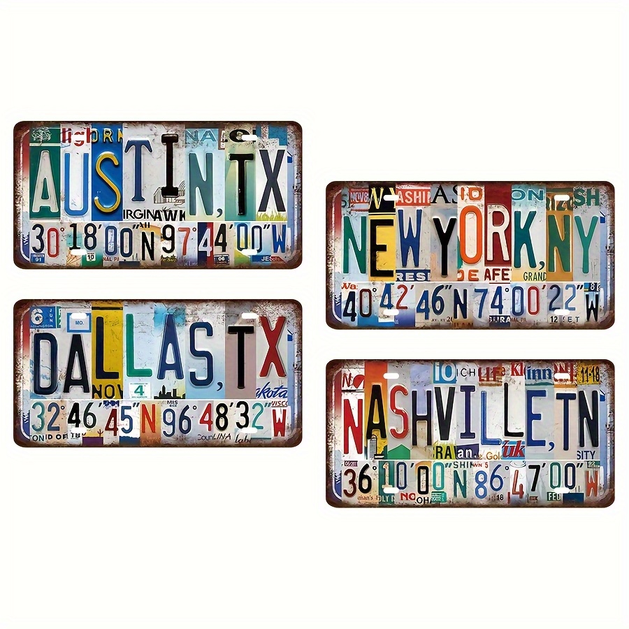 2Dフラット、ヴィンテージ＆南部都市の金属製ウォールプレート - Home Decor Dallas のレビューと価格