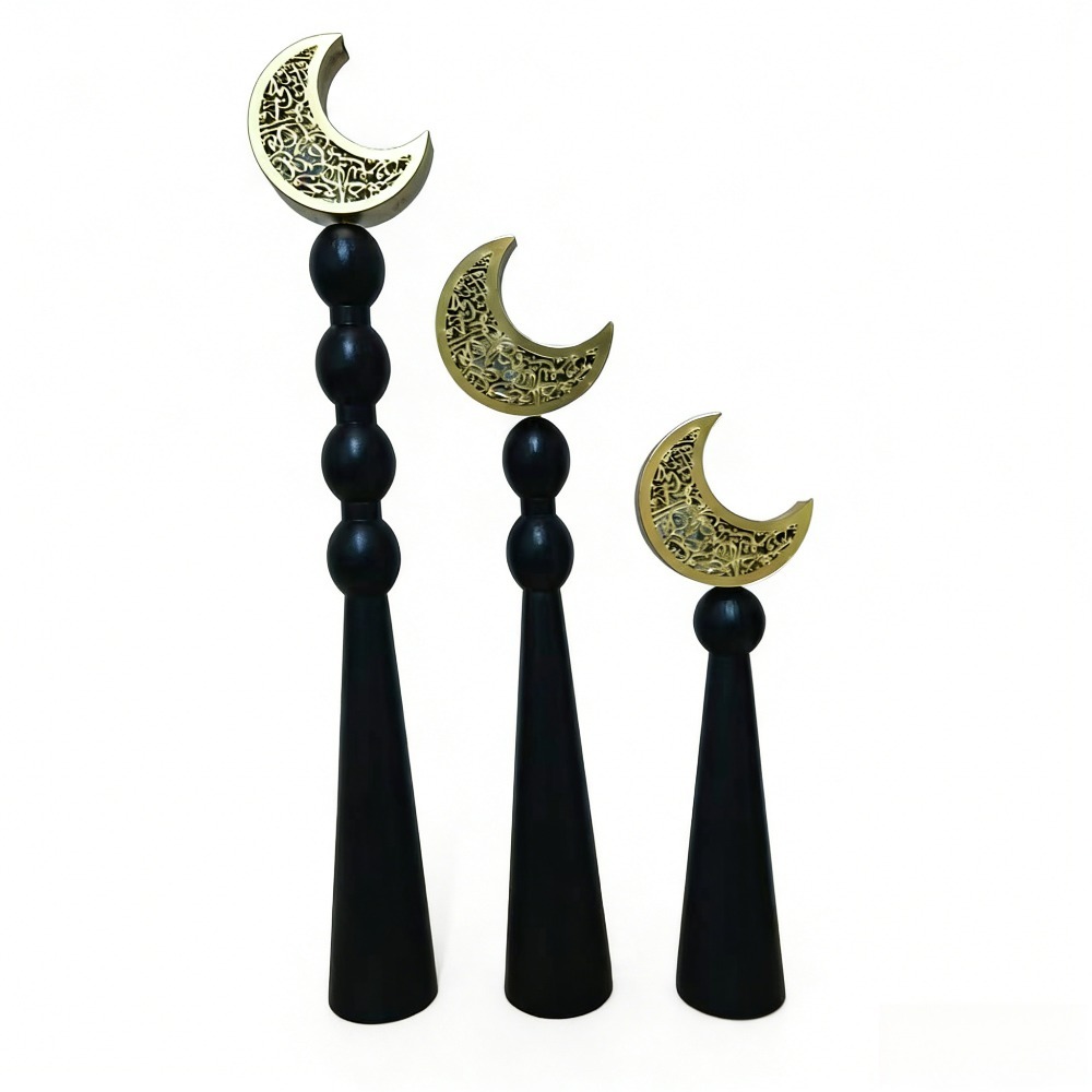 新しい中東アラビア木製発光ムーンオーナメント3個セット イー - Home Decor Ramadan のレビューと価格