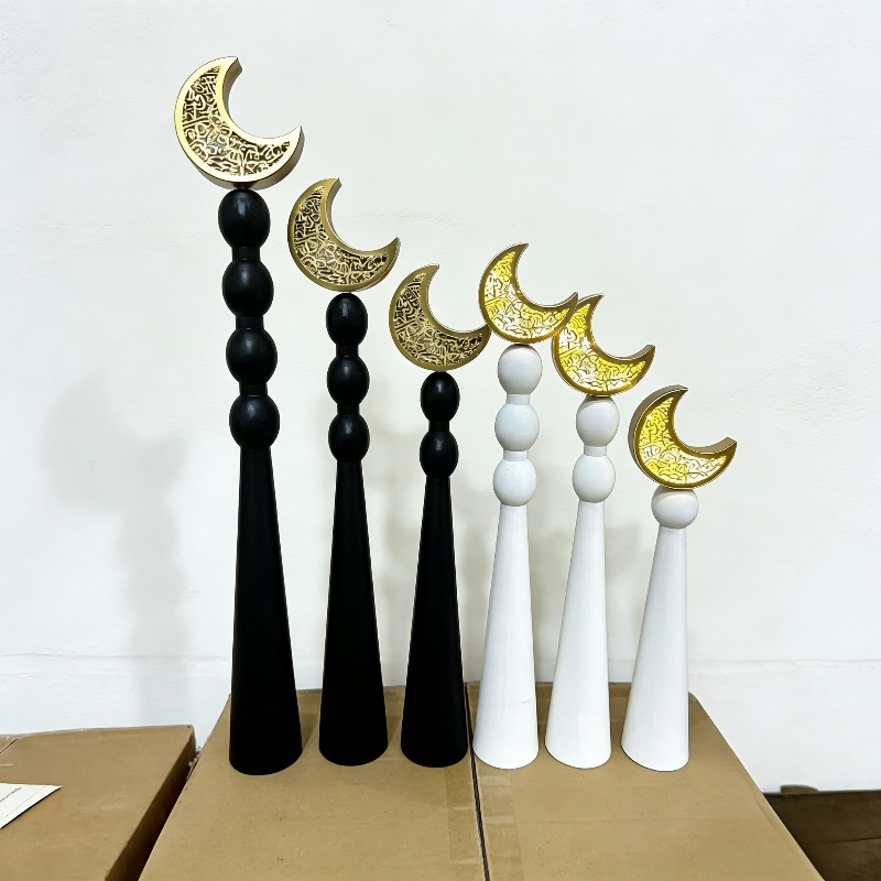 新しい中東アラビア木製発光ムーンオーナメント3個セット イー - Home Decor Ramadan のレビューと価格