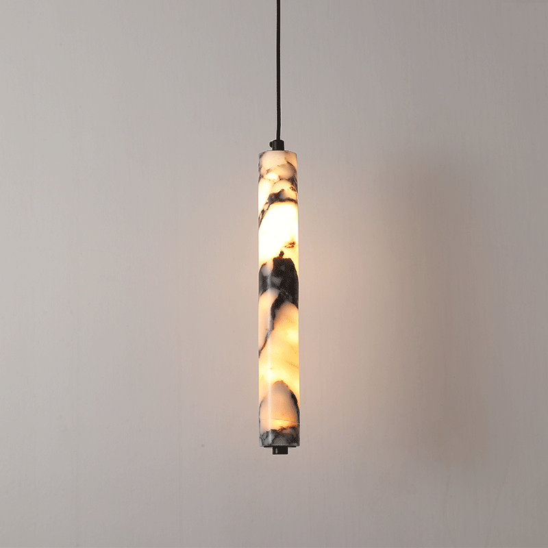 高級ブラックシリンダー天然石ペンダントランプ、ハイエンドベッ - Hanging Moon Lamp のレビューと価格