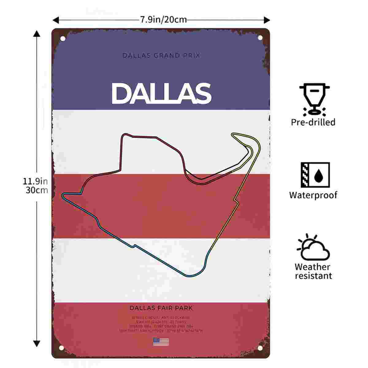 2Dフラット1枚入りダラスグランプリサーキットヴィンテージレ - Home Decor Dallas のレビューと価格
