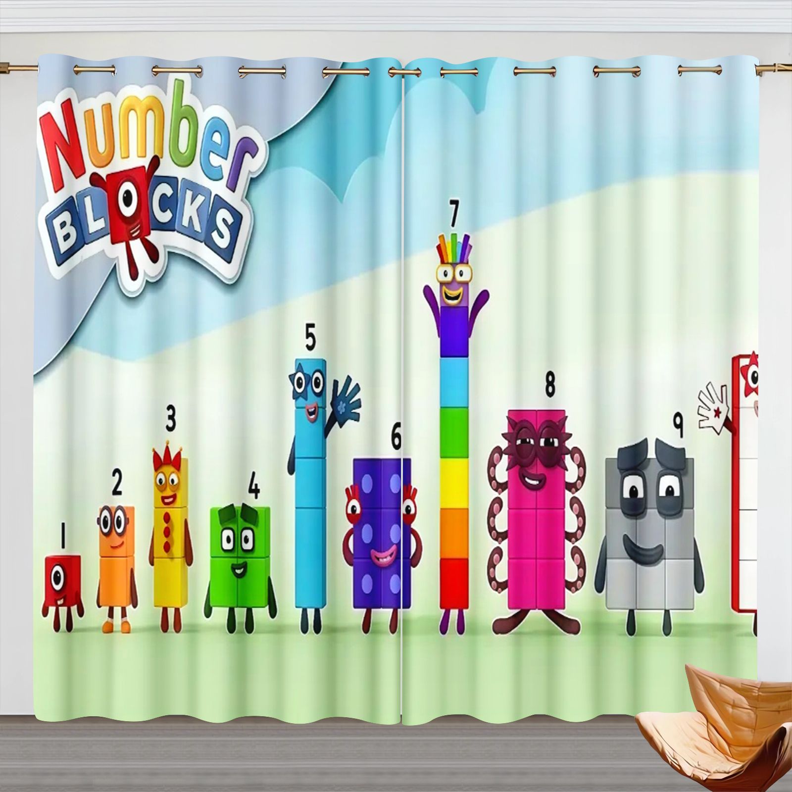ナンバーブロック漫画カーテン、子供部屋遮光カーテン、3Dデジ - Home Decor Curtain のレビューと価格