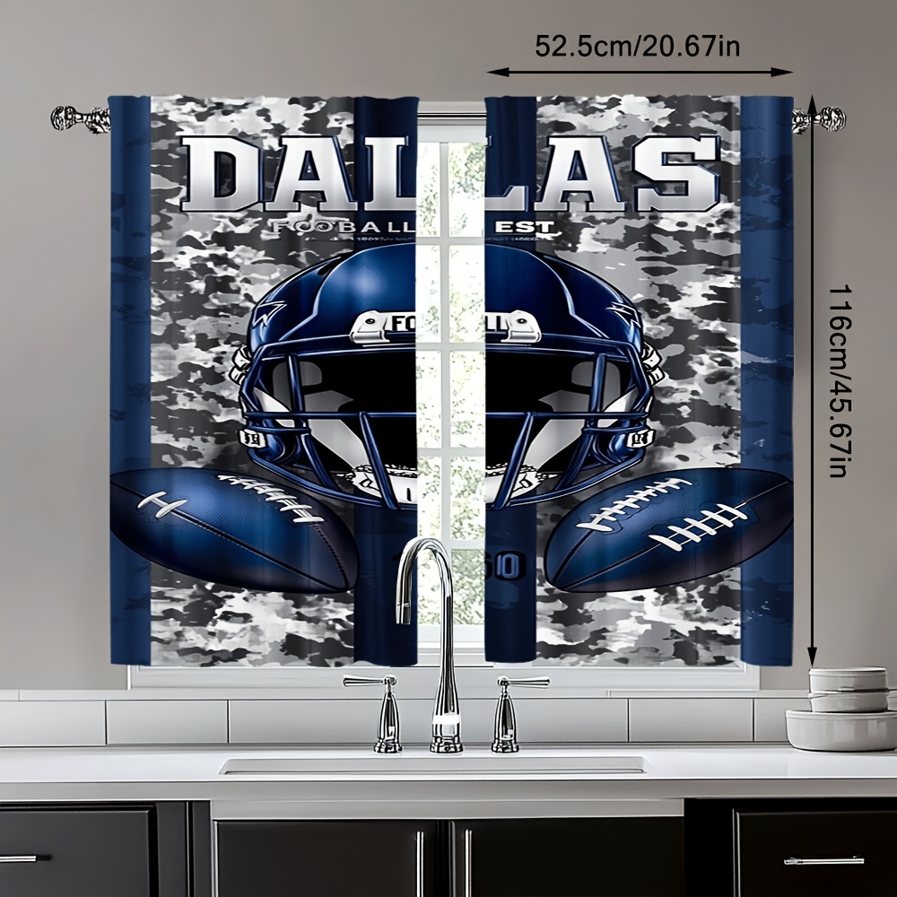 ダラスフットボールドアカーテン2枚、ブルーホワイト迷彩ヘルメ - Home Decor Dallas のレビューと価格
