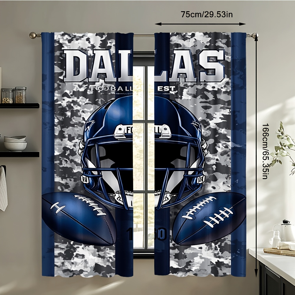 ダラスフットボールドアカーテン2枚、ブルーホワイト迷彩ヘルメ - Home Decor Dallas のレビューと価格