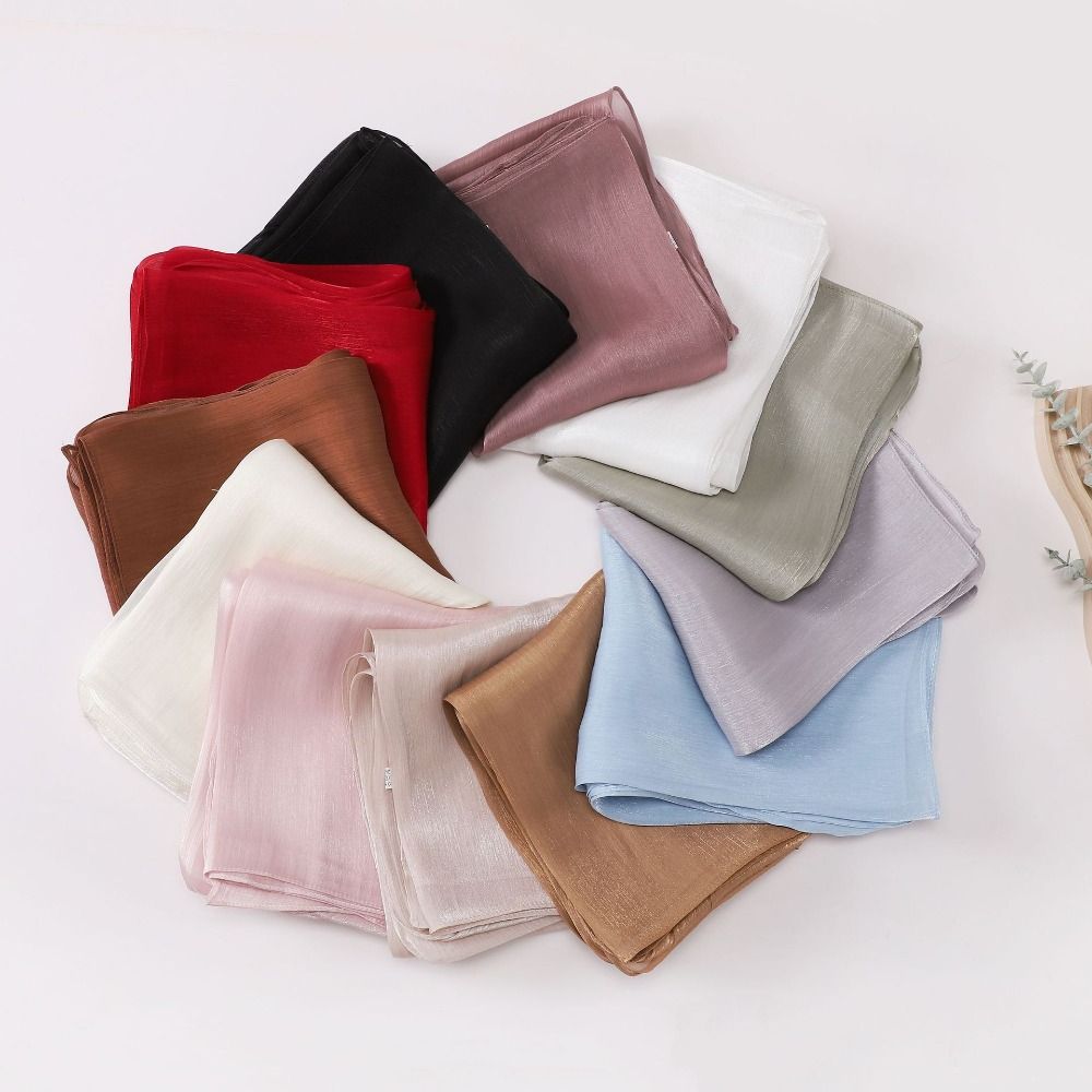 高品質ソリッドカラーシルクスカーフシャイニングシフォンシフォ - Home Decor Ramadan のレビューと価格