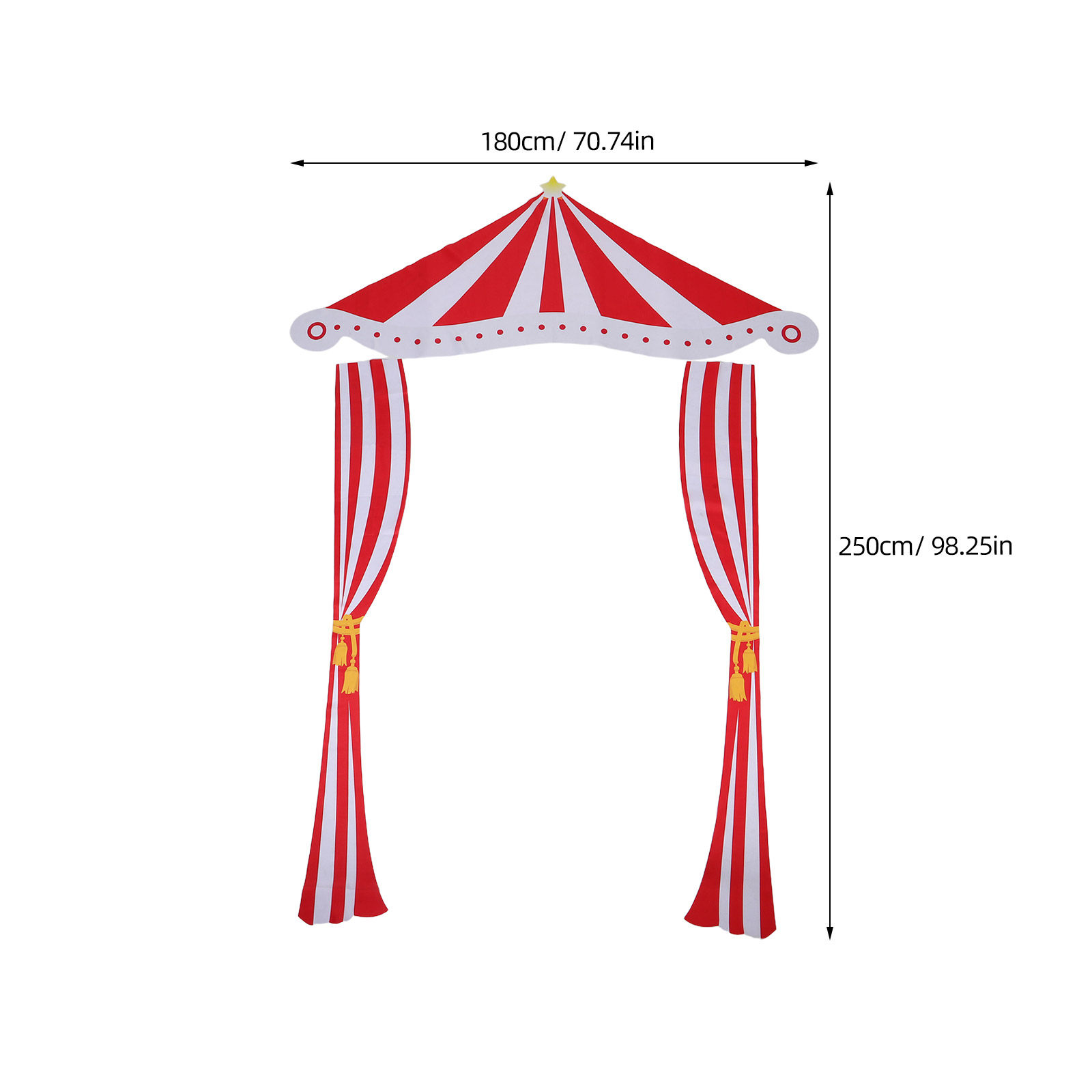 カーニバルテーマの背景幕 赤白ストライプのカーテン サーカス - Home Decor Curtain のレビューと価格