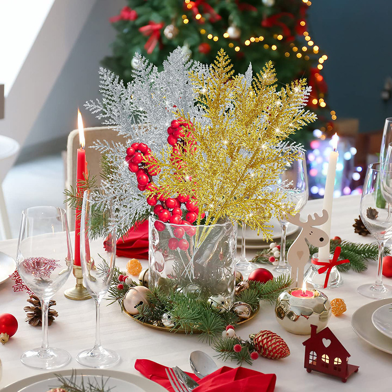 家の装飾のためのクリスマスツリーの装飾品、人工花の花束、きら - Home Decor Trends 2025 のレビューと価格