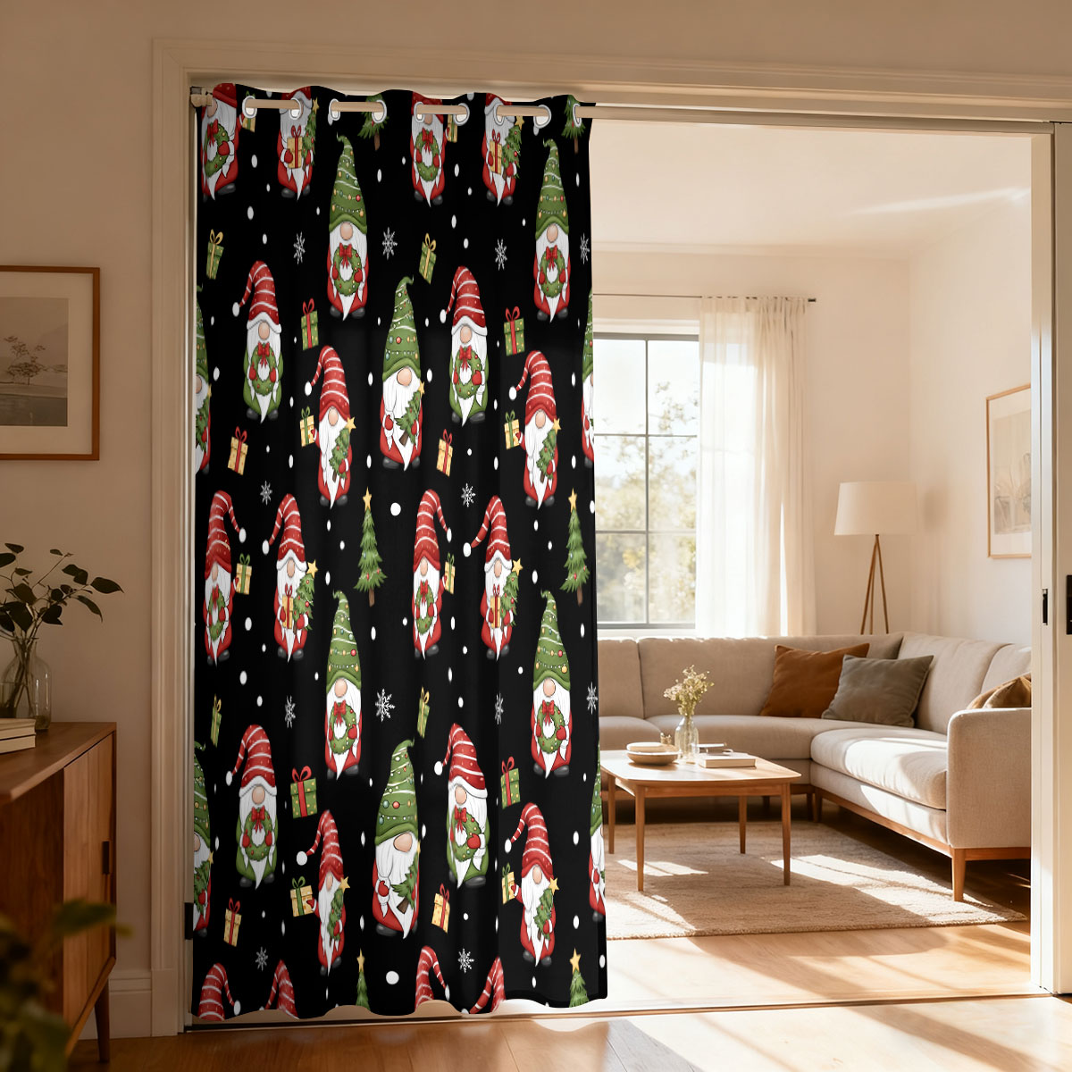 クリスマスドワーフクリスマスツリーギフトプリントシングルルー - Home Decor Curtain のレビューと価格