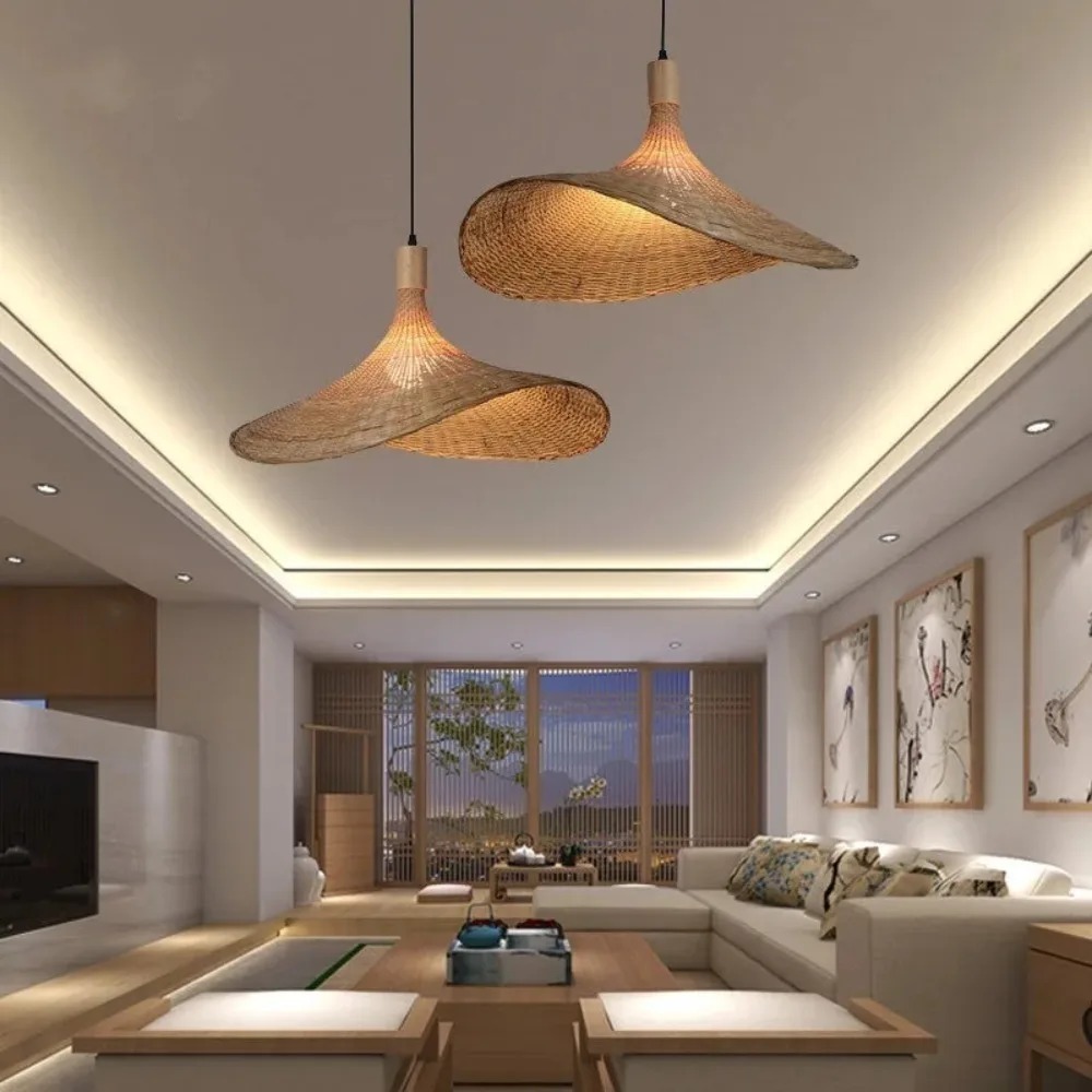 竹籐製ハンギングライト、調光可能なバスケットボールランプシェ - Hanging Moon Lamp のレビューと価格